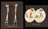 Two Pairs of Zuni Inlaid Earrings