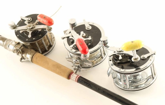 Lot of 3 Deep Sea Fishing Reels & Pole