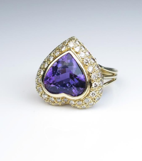 Wonderful Heart Shaped Amethyst and Diamond