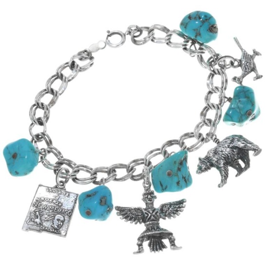 Ladies Silver Turquoise Nugget Charm