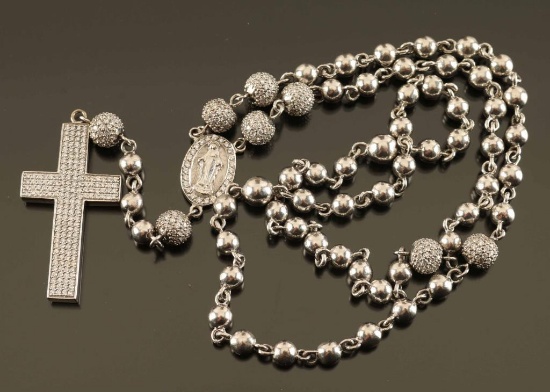 Fancy Diamond & Silver Rosary