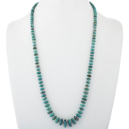 Navajo Turquoise and Gold Bead Necklace