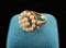 Ladies pearl and pink sapphire cabochon ring