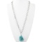 Turquoise Magnesite Nugget Silver Pendant Necklace