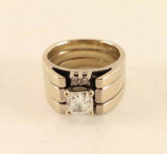 14K White Gold Diamond Wedding Set