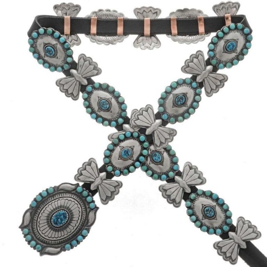 Navajo Natural Kingman Turquoise Concho Belt