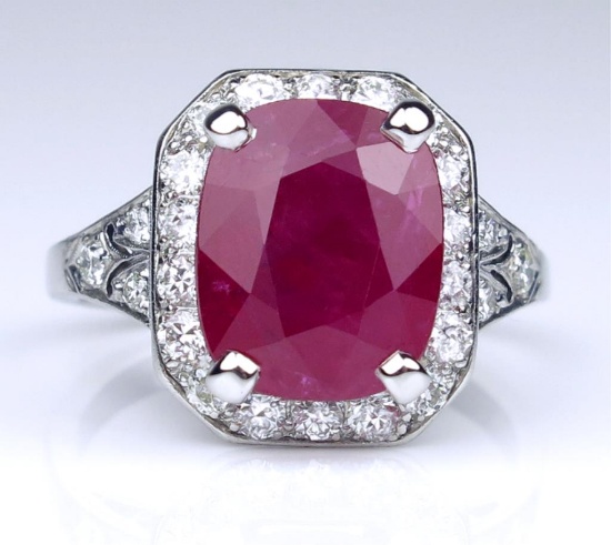 Magnificent 5.41 carat Ruby and Diamond Ring