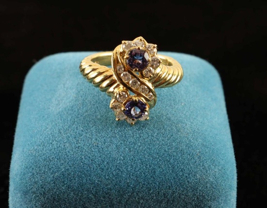 Montana sapphire and diamond ring set