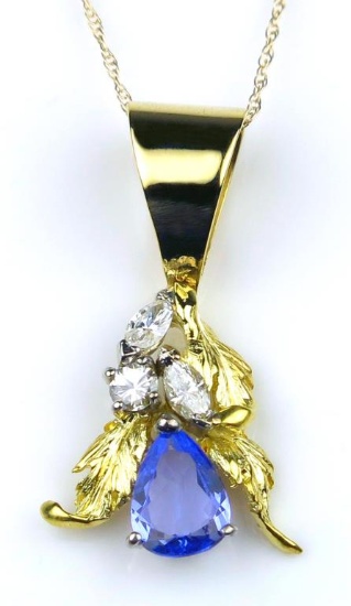 Vibrant Tanzanite and Diamond Pendant