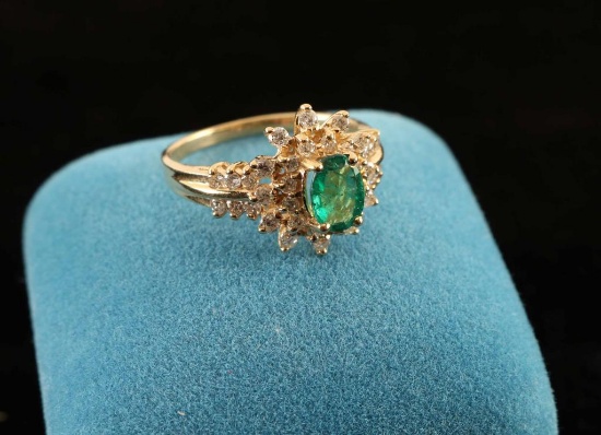Classic oval emerald & diamond ring