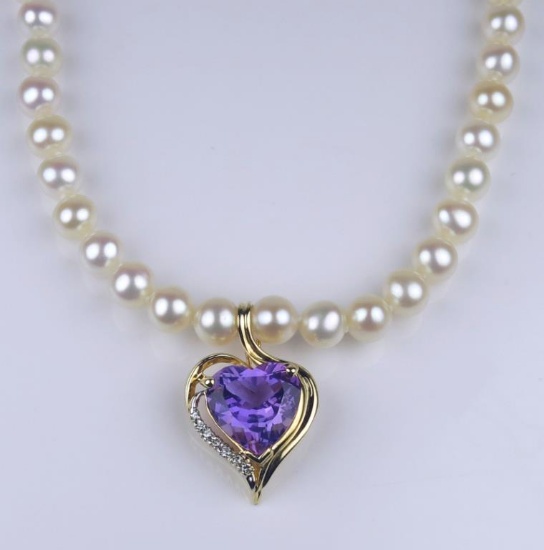 Beautiful Heart Shaped Amethyst and Diamond