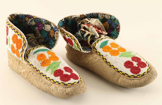 Pair of Plains Indian Beaded Moccasins