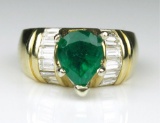 Striking Fine Emerald and Diamond Ring