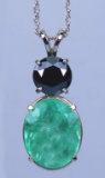 Alluring 11.25 carat Emerald and Black Diamond