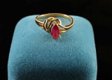 Marquee Cut Ruby and Diamond ring