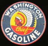 Montana Chief Gasoline Porcelain Advertising Sign