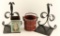 Wrought Iron Bookends& Tin & Pail