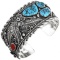 Navajo Turquoise Coral Sterling Silver Cuff