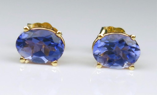 Intensely Vibrant Tanzanite Stud Earrings