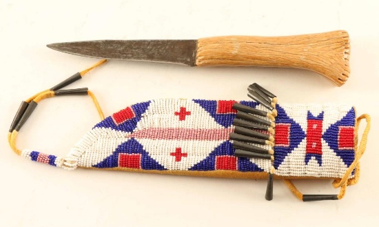 Sioux Beaded Knife Sheath & Knife