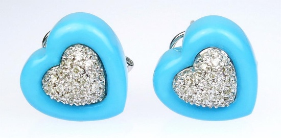 Striking Heart Shaped Turquoise and Diamond