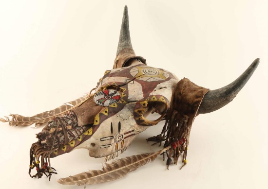 Painted Buffalo Skull