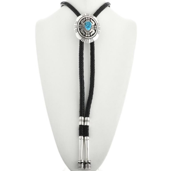 Turquoise Nugget Overlaid Sterling Bolo