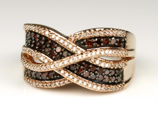 Gorgeous Rich Red and White Diamond Ring