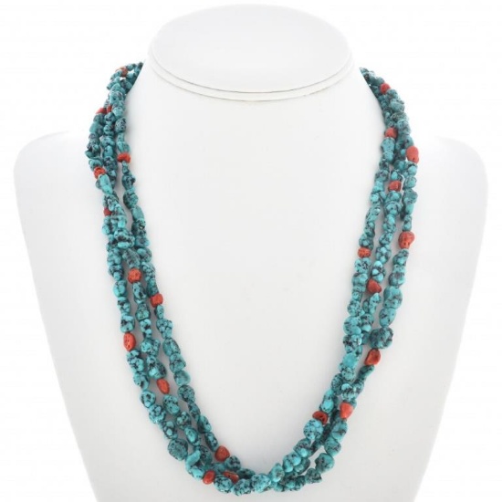 Turquoise Nugget Coral Navajo Necklace