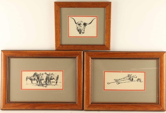 Lot of 3 Original Pen & Inks