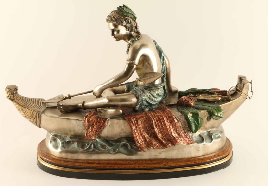 Fine Art Girl on Boat by C.M. Russell
