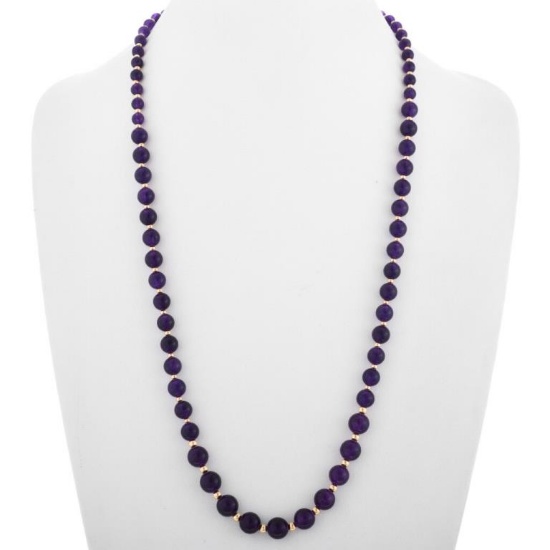 Navajo Amethyst Gold Bead Necklace
