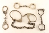 Lot of 3 Handcuffs & 1 Leg Shackles