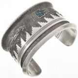 Vintage Navajo Spiderweb Turquoise Silver Cuff