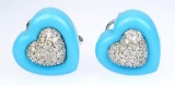 Striking Heart Shaped Turquoise and Diamond