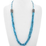 Navajo Spiderweb Turquoise Nugget Silver Necklace