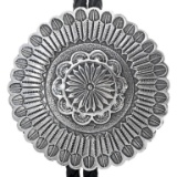 Navajo Hammered Silver Concho Bolo Tie