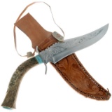 Turquoise Bowie Knife Custom Hand Carved Antler
