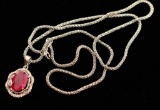 Oval Burmese Rub & Diamond Pendant