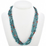 Turquoise Nugget Coral Navajo Necklace