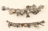 Lot of 2 Silver Charm Bracelets
