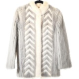 Vintage Fur Coat Gray Cream Ladies Jacket