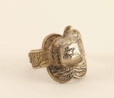 Roy Rogers Saddle Ring & Beaded Leather Pouch