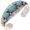 Navajo Sterling Silver Three Stone Turquoise Cuff