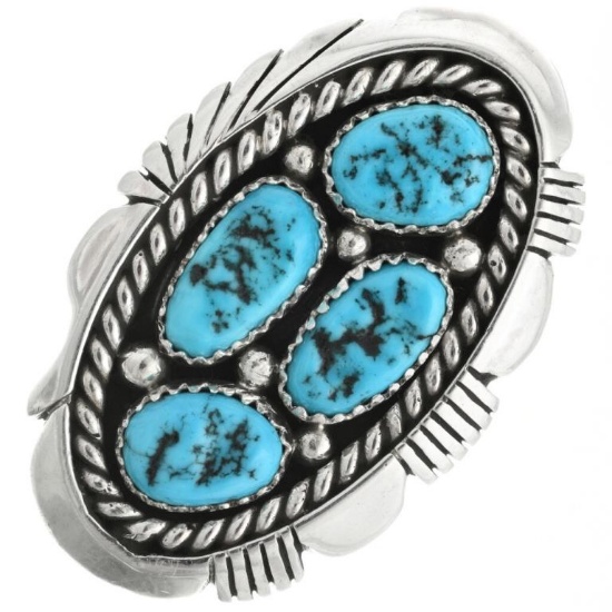 Kingman Turquoise Cluster Sterling Silver Navajo