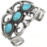 Navajo Kingman Turquoise Sterling Silver Bracelet