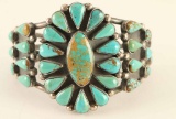 Floral Cluster Turquoise & Sterling Silver Cuff