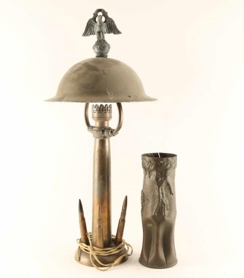 WWI Style Trench Art Lamp & Vase