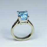 Alluring Blue Topaz and Diamond Ring