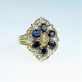 Beautiful Vintage Blue Sapphire & Diamond Ring